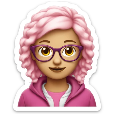 Pink nerd  girl smiley with glasses  sticker