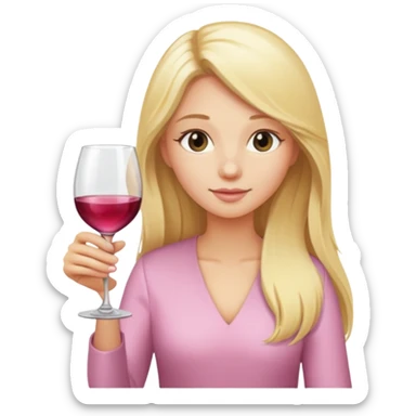 Person long blonde hair pouring light pink wine into glass  sticker