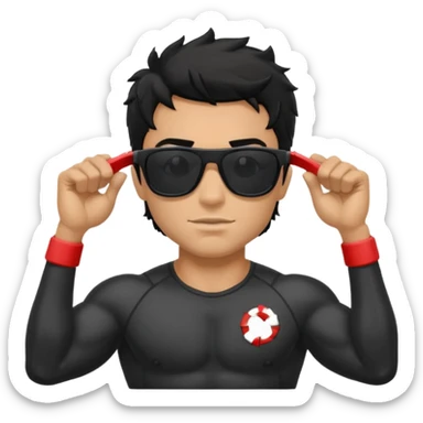 Dark Tan Muscular lifeguard with messy black hair sticker