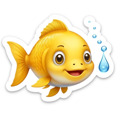 A cute cartoon fish with a funny peeing expression sticker