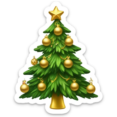 christmas tree with gold ornaments sticker