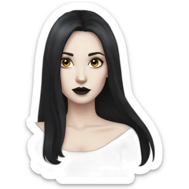 pale woman with long dark hair and gothic makeup sticker