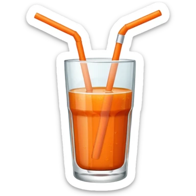 a glass of carrot juice with a straw, simple, clear sticker