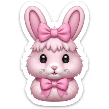 pink bunny with pink bow on ear sticker