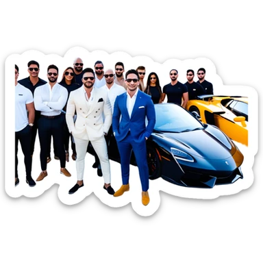 Grant Cardone, Tai Lopez, Josh King Madrid, Alex Hormozi, Iman Gadzhi, Daniel G, Branden Condy, Patrick Bet-David, Dan Henry, Luke Belmar, Shelby Sapp, Leila Hormozi, Tefi Valenzuela, business, influencers, friends, rich millionaire success lifestyle, private jet , supercars, success, sales sticker