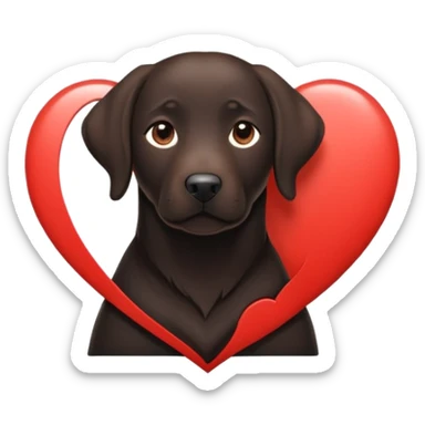 Brunette with a heart in the shape of a big black labrador dog sticker