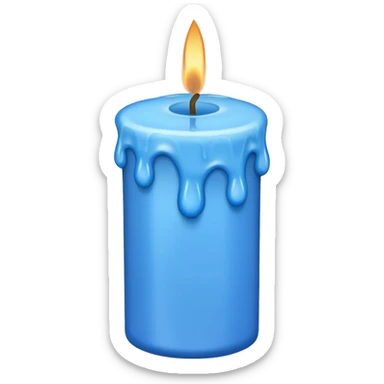 Dripping blue candle held diagonal wax dripping down sticker