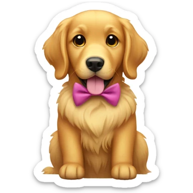 Golden retriever with a bow sticker