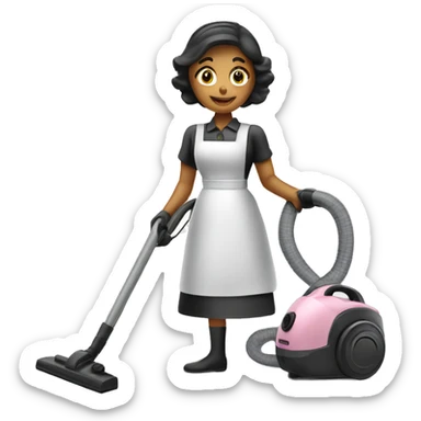 Maid with a canister vacuum cleaner sticker