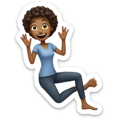 woman very happy as she grabs her toes sticker