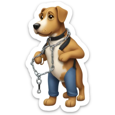 Dog with owner in leash sticker