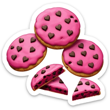 cookies made of beetroot with icing and chocolate sticker