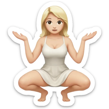 fullbody busty blonde naked pawg buxom kneeled in squat sfw sticker