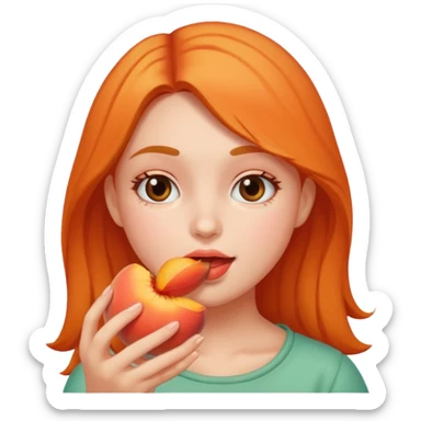girl eating peach sticker