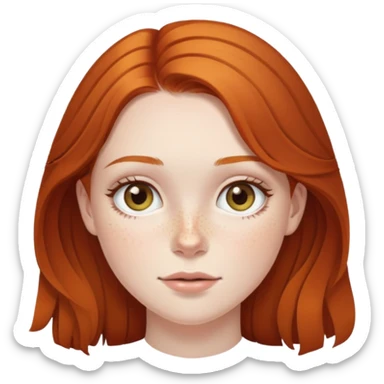 Pale girl with freckles and dark ginger hair hazel eyes very pretty sticker