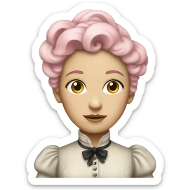 a white woman in Victorian  pink hair full body  sticker