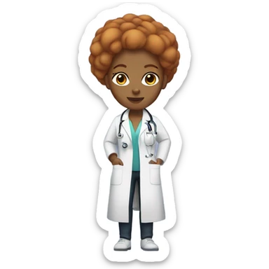 Full body black lightskin  woman doctor with ginger hair  sticker