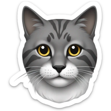 Norvegian cat, color smoke grey, white and black sticker