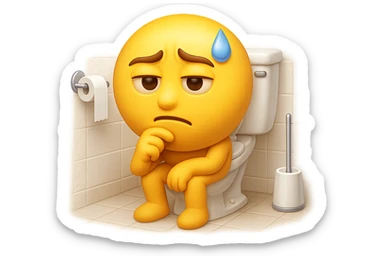 emoji stile iphone che riguarda l'argomento "stipsi/andrò al bagno oggi?", iperrealistico 4k sticker