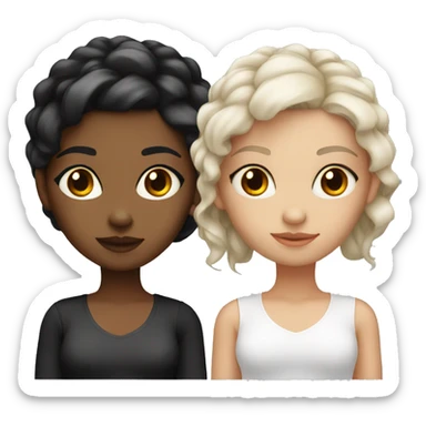 girl split white and black hair and red eyes and light skin sticker