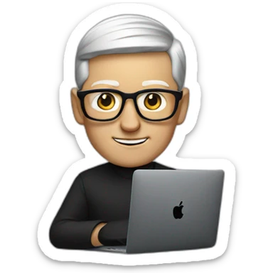 tim cook with black macbook at office sticker