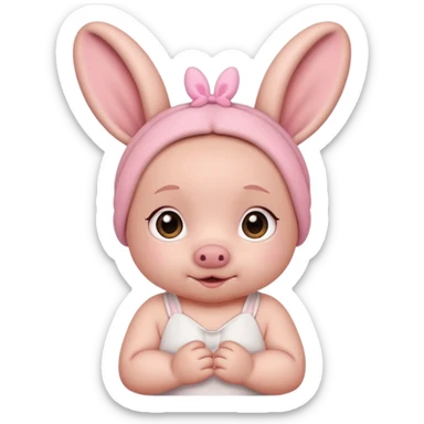 bunny ear accessory wearing baby piggy bun hair sticker