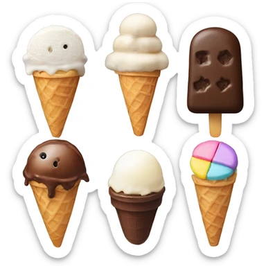 Ice cream with 3 scopes 1 cookies and cream and 1 vanilla and 1 chocolate  sticker