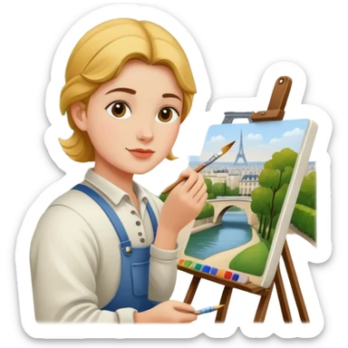 SPAM artist painting en plein aire in paris landscape  sticker