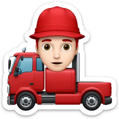 Мужчина с большими глазами и красном шапке на красном фуре вольво sticker