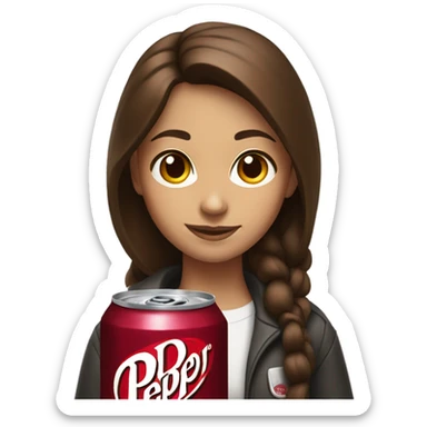 Doctor pepper with a girl with brown hair holding it sticker