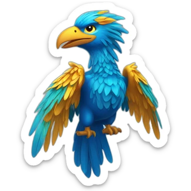 Fenix azul feliz sticker