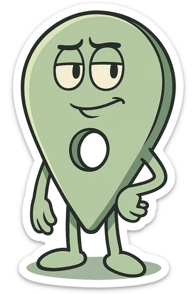 location pin icon, light green, with a hole in the middle, flat toon style sticker