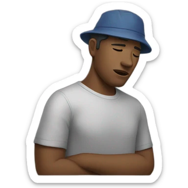 Man crying with bucket hat sticker