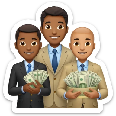 deux cheffe d'entreprise noir, un en train de compter sa montagne de billet et le deuxième derrière lui  poche vide pas d'argent  sticker