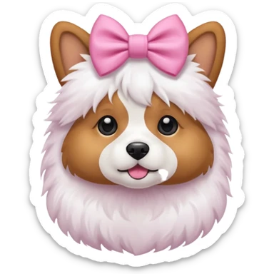 Dog with a pink bow sticker