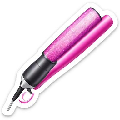 Pink ombre curling iron with glitter  sticker