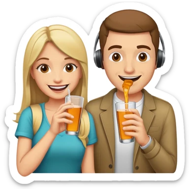 a man and a woman chugging a beatbox drink sticker