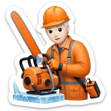 Sculptor with chainsaw,Ice Sculptors sticker