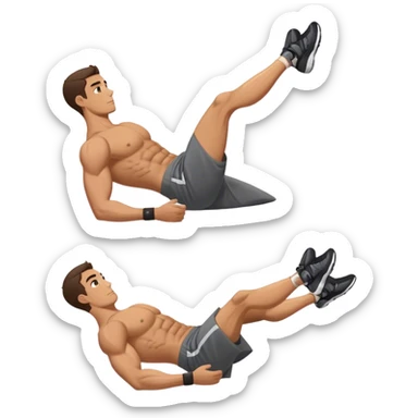 side-view of guy doing decline abdominal Crunches with sixpack sticker