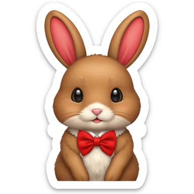 brown bunny with red bowtie sticker