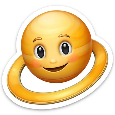 Saturn planet with a happy smiling face sticker