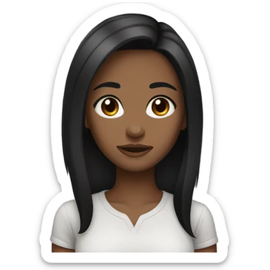 Black haired girl with skin brown eyes black shirt  sticker