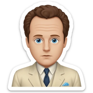 Sergei Eisenstein with blue eyes, brown hair, ivory suit  sticker