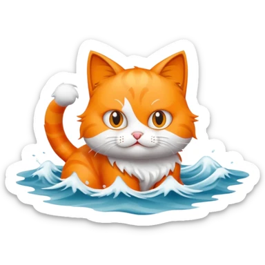 a bad kitty on the waves sticker