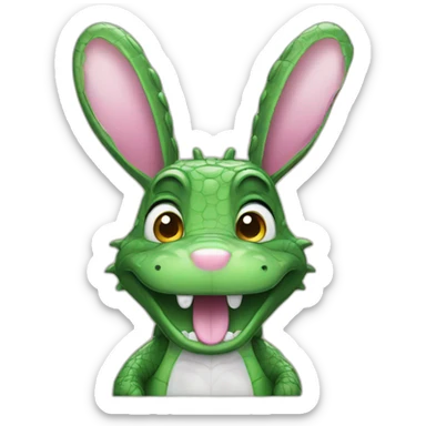 alligator with bunny face and bunny ears sticker