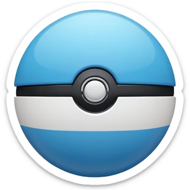 vibrant blue pokeball emoji with a black stripe and highlights, top half vibrant blue, bottom half white sticker