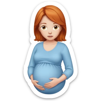 Ginger hair lady with light blue clothes pregnant  sticker