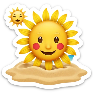 summer emoji, bright and cheerful, featuring sun, beach, tropical elements sticker