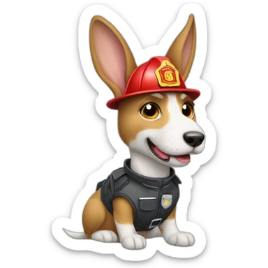 a jackrabbit terrier dog who works as a firefighter and wears a bulletproof vest sticker