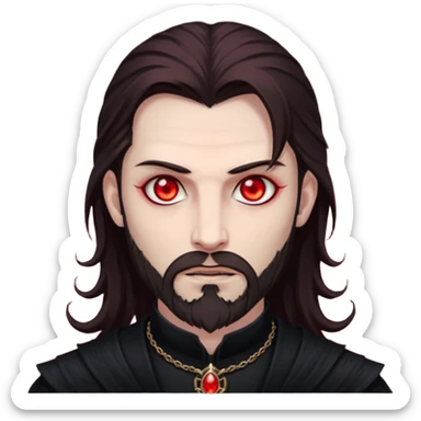 Evil, shadowie Male lord with Red glowing eyes and Long darkBrown Hair and chin beard sticker